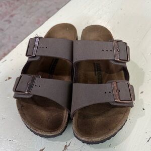 Birkenstock Kids Arizona Double Buckle Sandals in Mocha, Size 33
